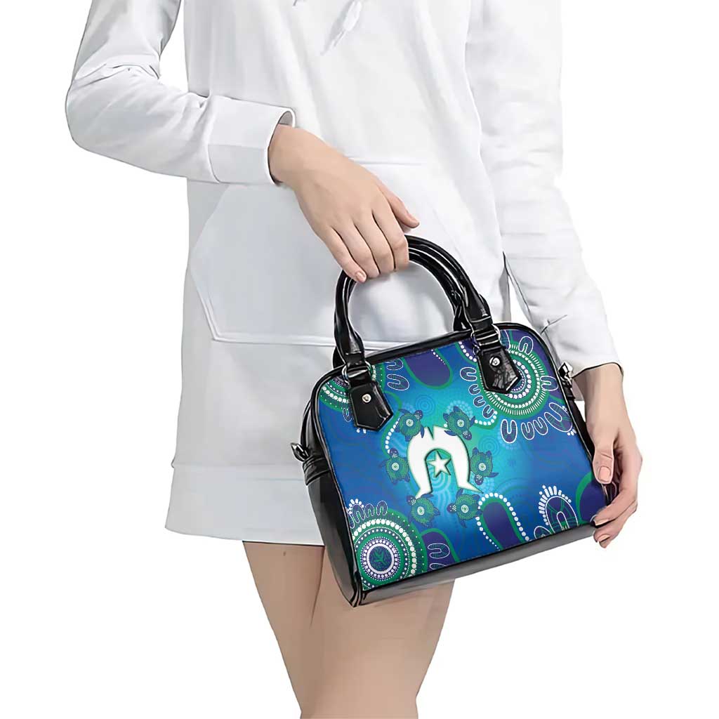 Torres Strait Islanders Flag Day Shoulder Handbag Dhari With Turtles Aboriginal Art