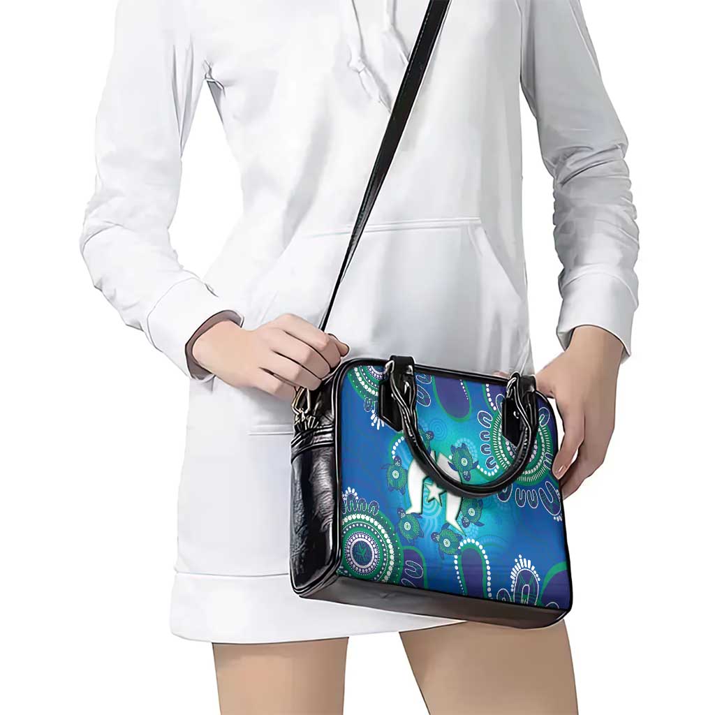 Torres Strait Islanders Flag Day Shoulder Handbag Dhari With Turtles Aboriginal Art