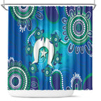 Torres Strait Islanders Flag Day Shower Curtain Dhari With Turtles Aboriginal Art