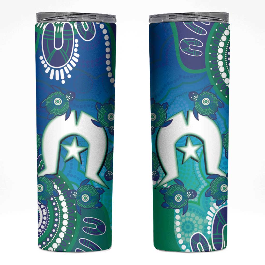 Torres Strait Islanders Flag Day Skinny Tumbler Dhari With Turtles Aboriginal Art