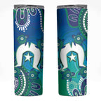 Torres Strait Islanders Flag Day Skinny Tumbler Dhari With Turtles Aboriginal Art