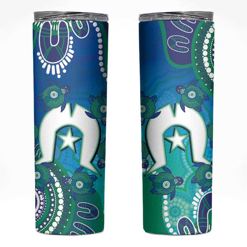 Torres Strait Islanders Flag Day Skinny Tumbler Dhari With Turtles Aboriginal Art