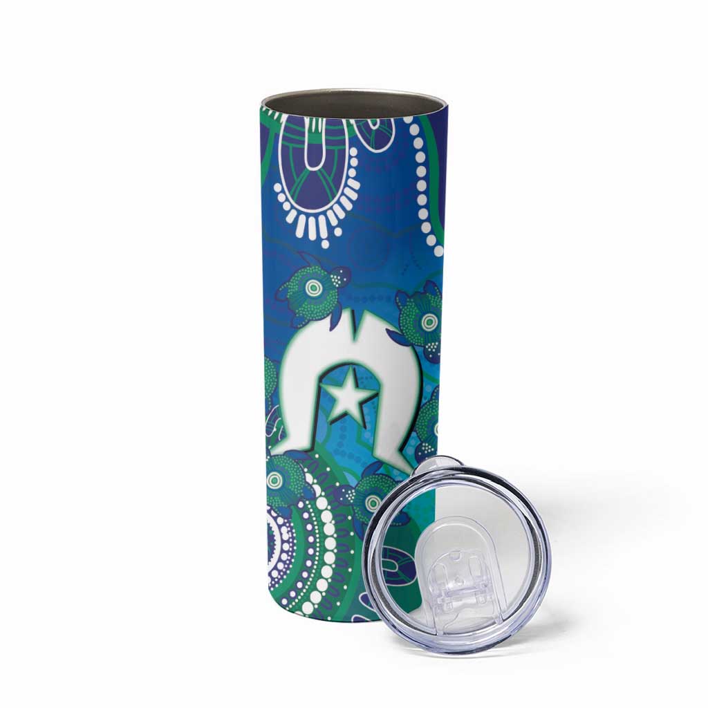 Torres Strait Islanders Flag Day Skinny Tumbler Dhari With Turtles Aboriginal Art