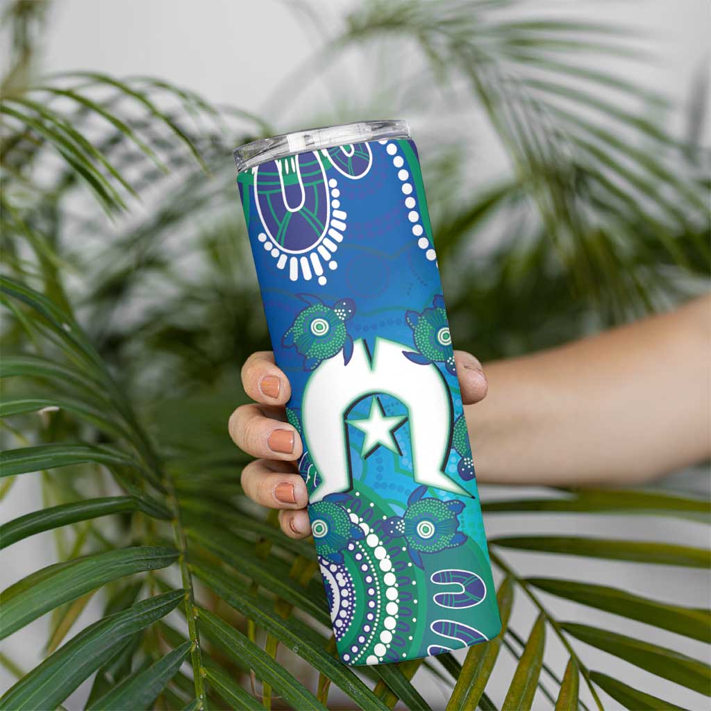 Torres Strait Islanders Flag Day Skinny Tumbler Dhari With Turtles Aboriginal Art