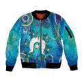 Torres Strait Islanders Flag Day Sleeve Zip Bomber Jacket Dhari With Turtles Aboriginal Art