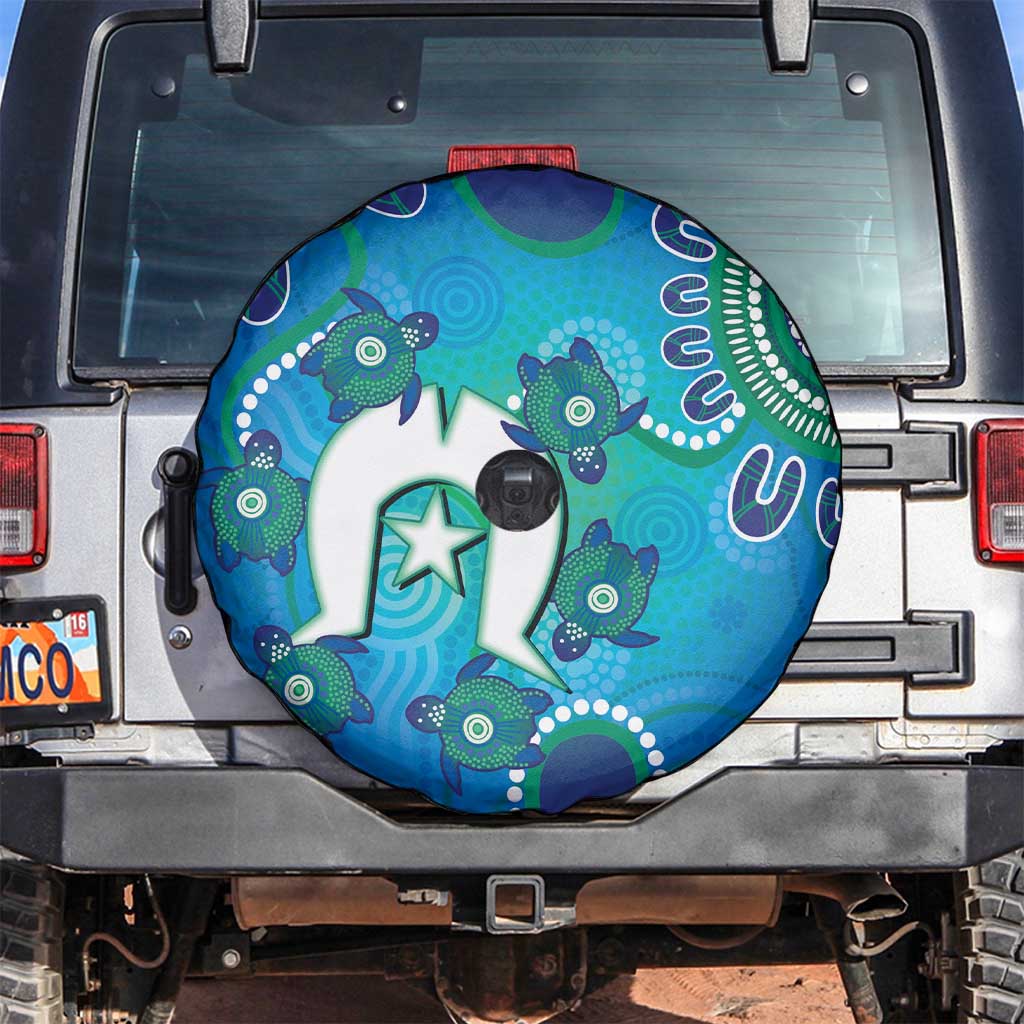 Torres Strait Islanders Flag Day Spare Tire Cover Dhari With Turtles Aboriginal Art