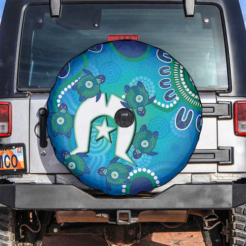 Torres Strait Islanders Flag Day Spare Tire Cover Dhari With Turtles Aboriginal Art