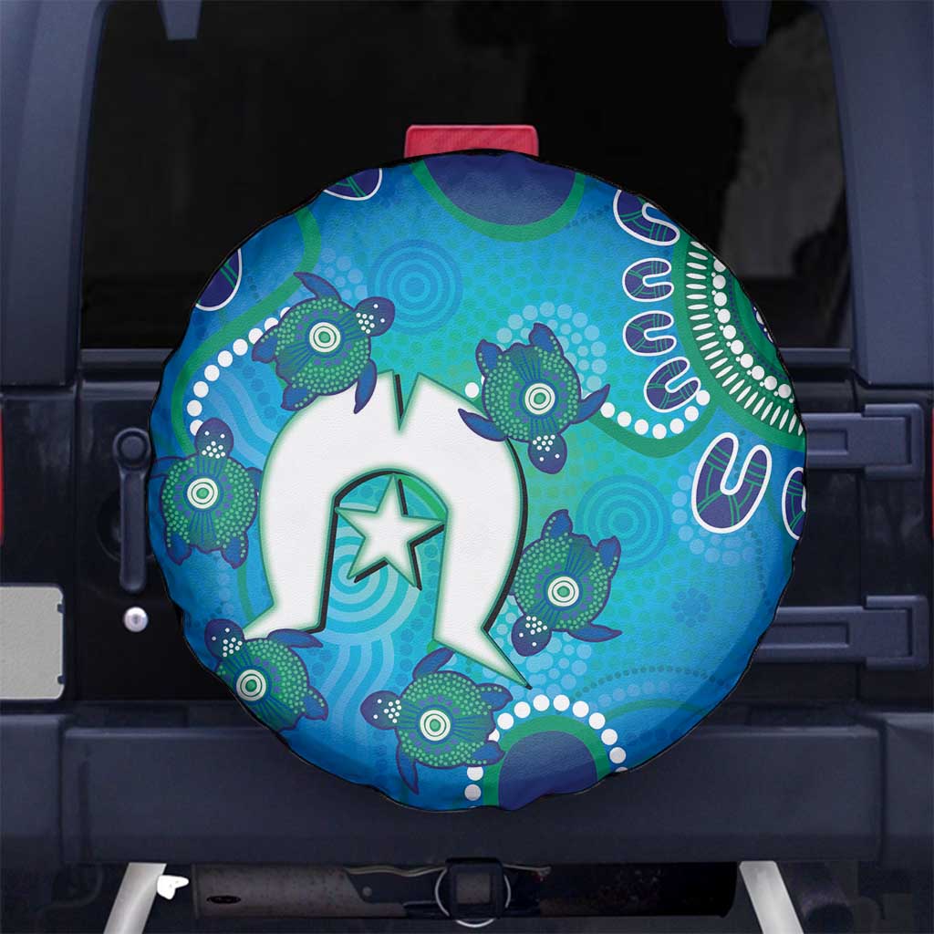 Torres Strait Islanders Flag Day Spare Tire Cover Dhari With Turtles Aboriginal Art