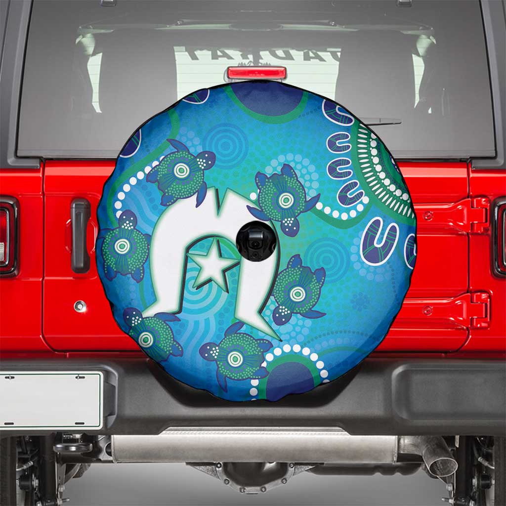 Torres Strait Islanders Flag Day Spare Tire Cover Dhari With Turtles Aboriginal Art