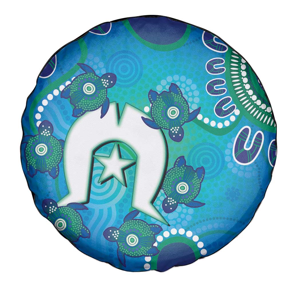 Torres Strait Islanders Flag Day Spare Tire Cover Dhari With Turtles Aboriginal Art