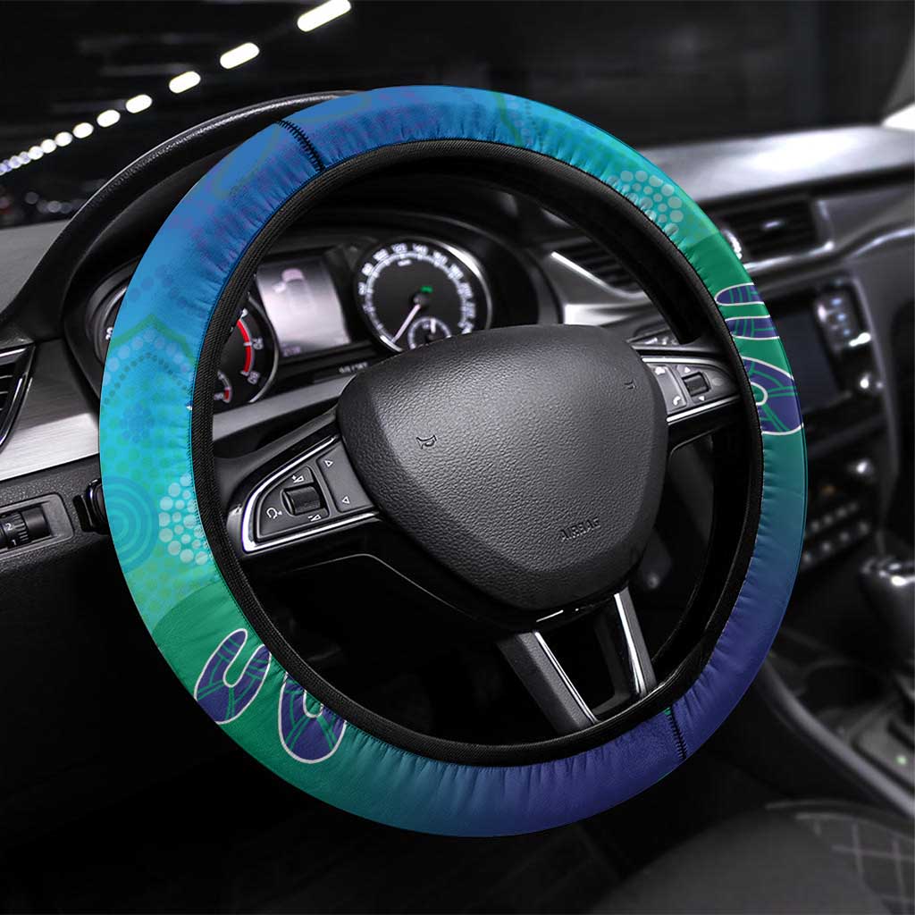 Torres Strait Islanders Flag Day Steering Wheel Cover Dhari With Turtles Aboriginal Art