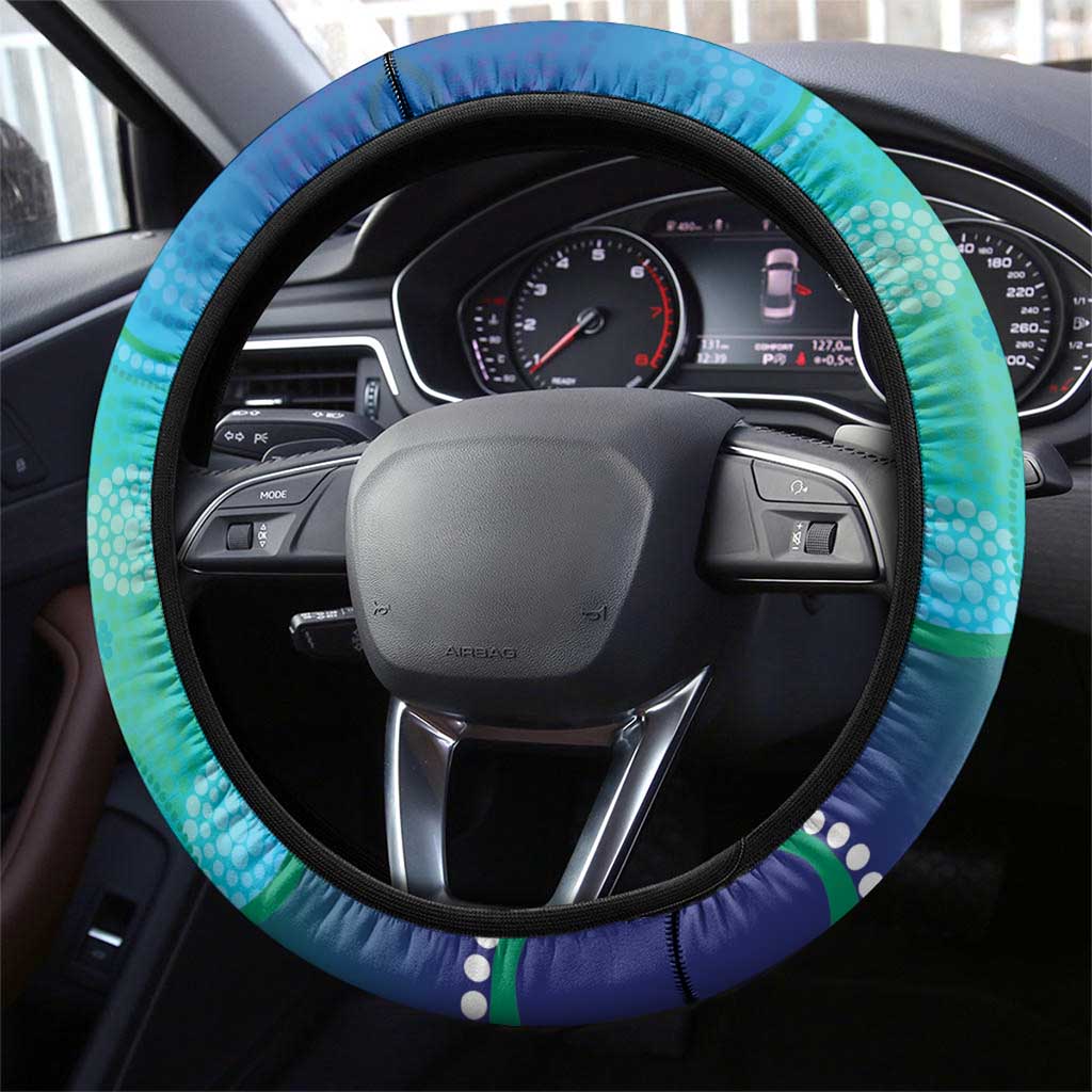 Torres Strait Islanders Flag Day Steering Wheel Cover Dhari With Turtles Aboriginal Art
