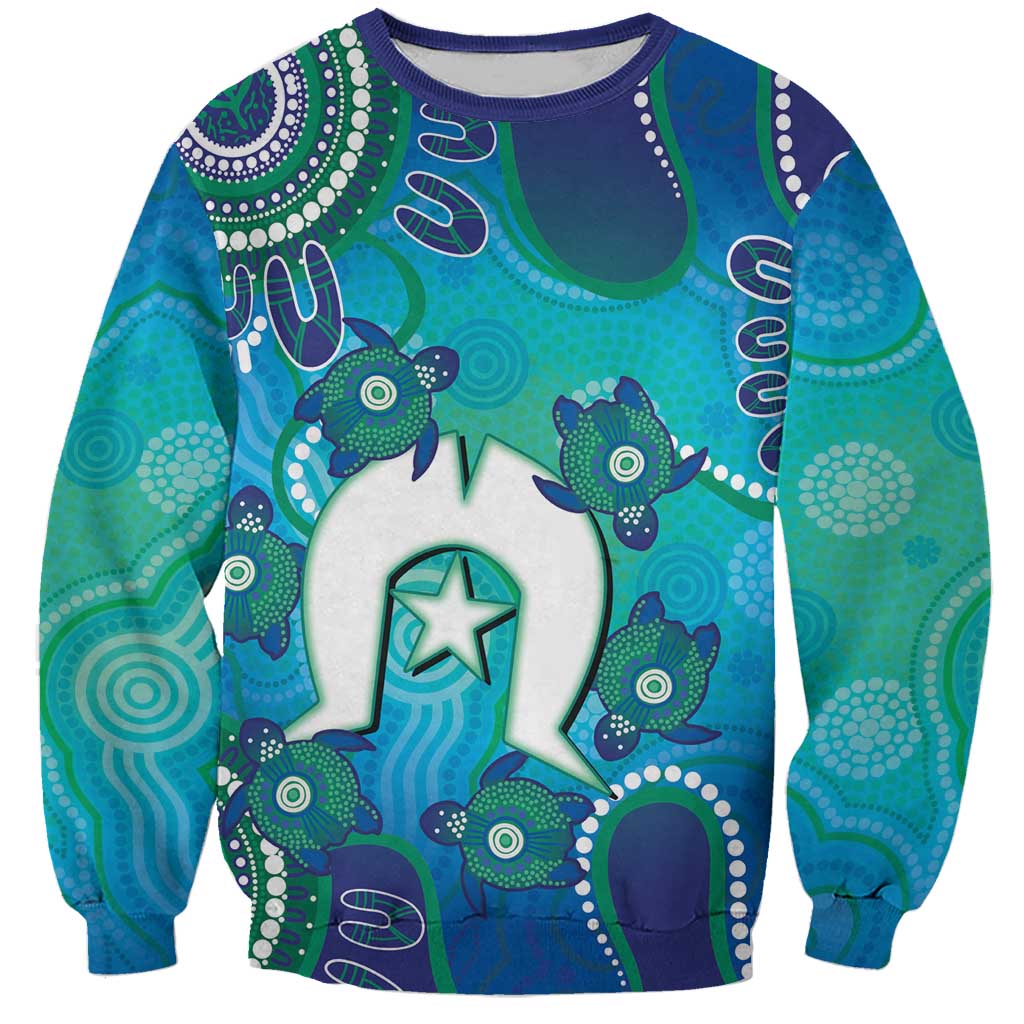 Torres Strait Islanders Flag Day Sweatshirt Dhari With Turtles Aboriginal Art