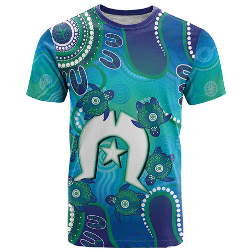Torres Strait Islanders Flag Day T Shirt Dhari With Turtles Aboriginal Art