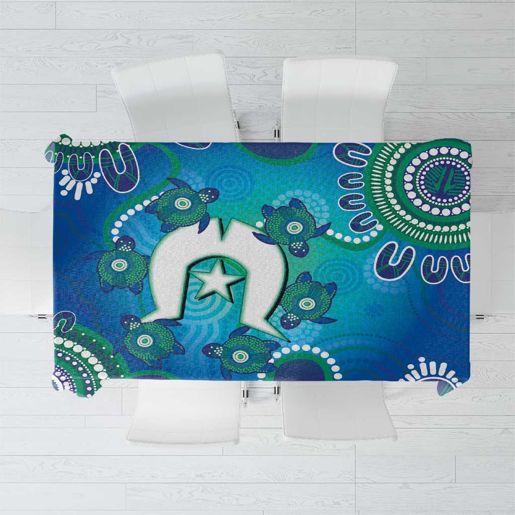 Torres Strait Islanders Flag Day Tablecloth Dhari With Turtles Aboriginal Art