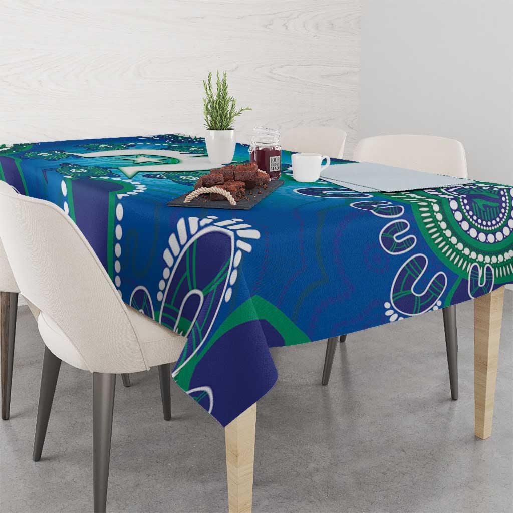 Torres Strait Islanders Flag Day Tablecloth Dhari With Turtles Aboriginal Art