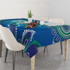 Torres Strait Islanders Flag Day Tablecloth Dhari With Turtles Aboriginal Art