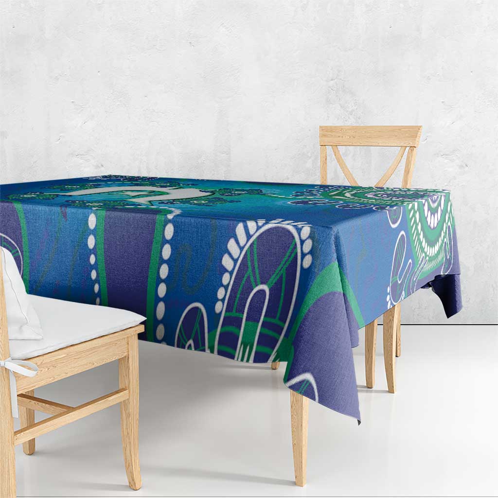 Torres Strait Islanders Flag Day Tablecloth Dhari With Turtles Aboriginal Art