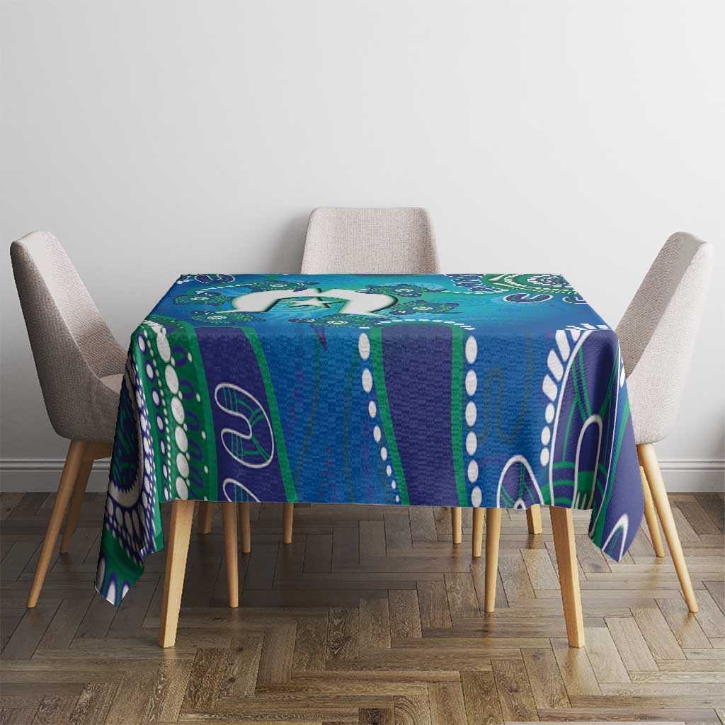 Torres Strait Islanders Flag Day Tablecloth Dhari With Turtles Aboriginal Art