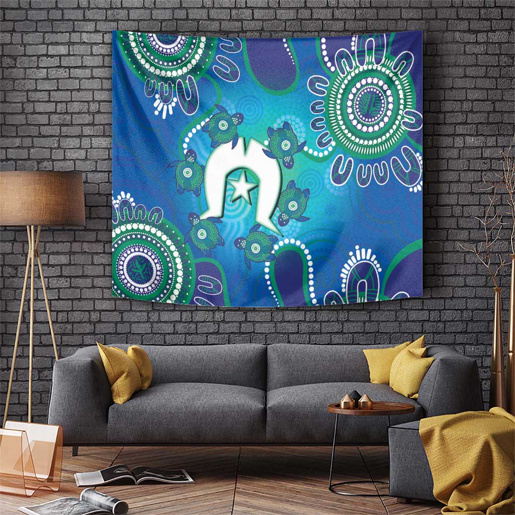 Torres Strait Islanders Flag Day Tapestry Dhari With Turtles Aboriginal Art