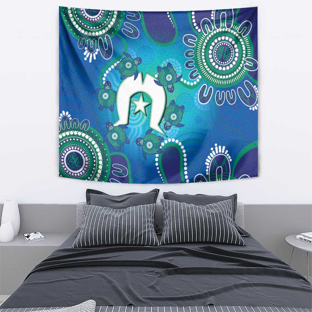 Torres Strait Islanders Flag Day Tapestry Dhari With Turtles Aboriginal Art