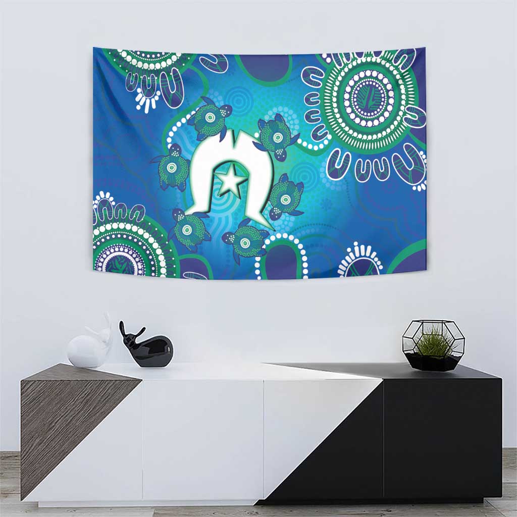 Torres Strait Islanders Flag Day Tapestry Dhari With Turtles Aboriginal Art