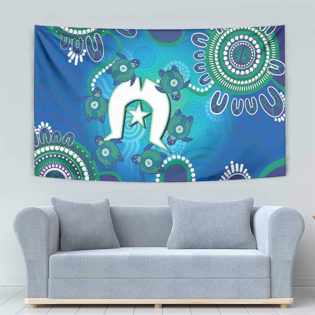 Torres Strait Islanders Flag Day Tapestry Dhari With Turtles Aboriginal Art