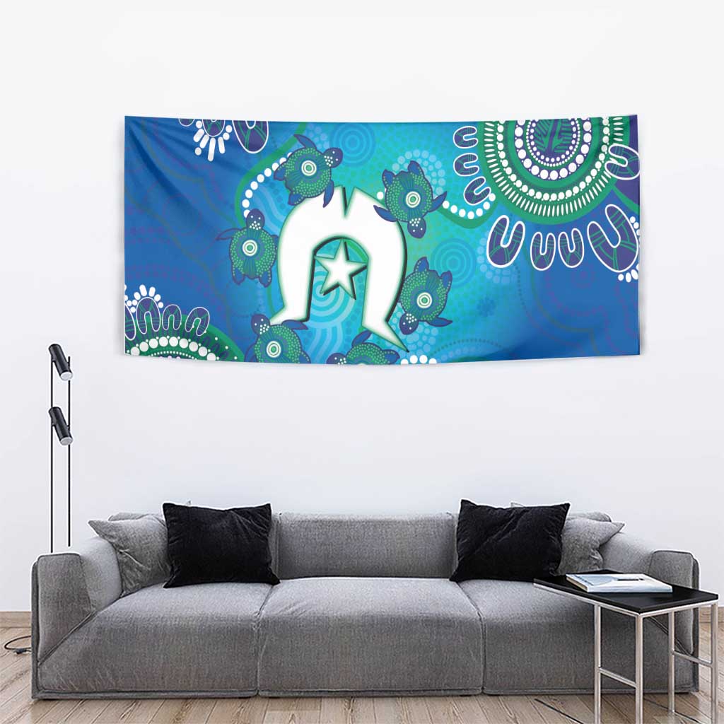 Torres Strait Islanders Flag Day Tapestry Dhari With Turtles Aboriginal Art