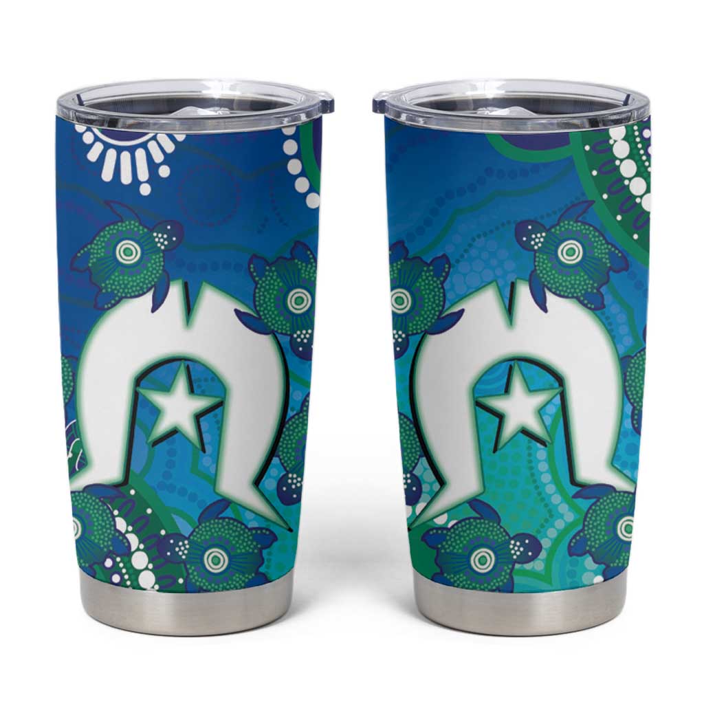 Torres Strait Islanders Flag Day Tumbler Cup Dhari With Turtles Aboriginal Art