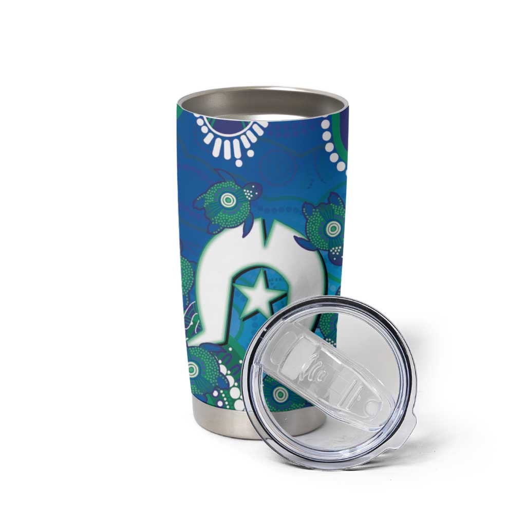 Torres Strait Islanders Flag Day Tumbler Cup Dhari With Turtles Aboriginal Art