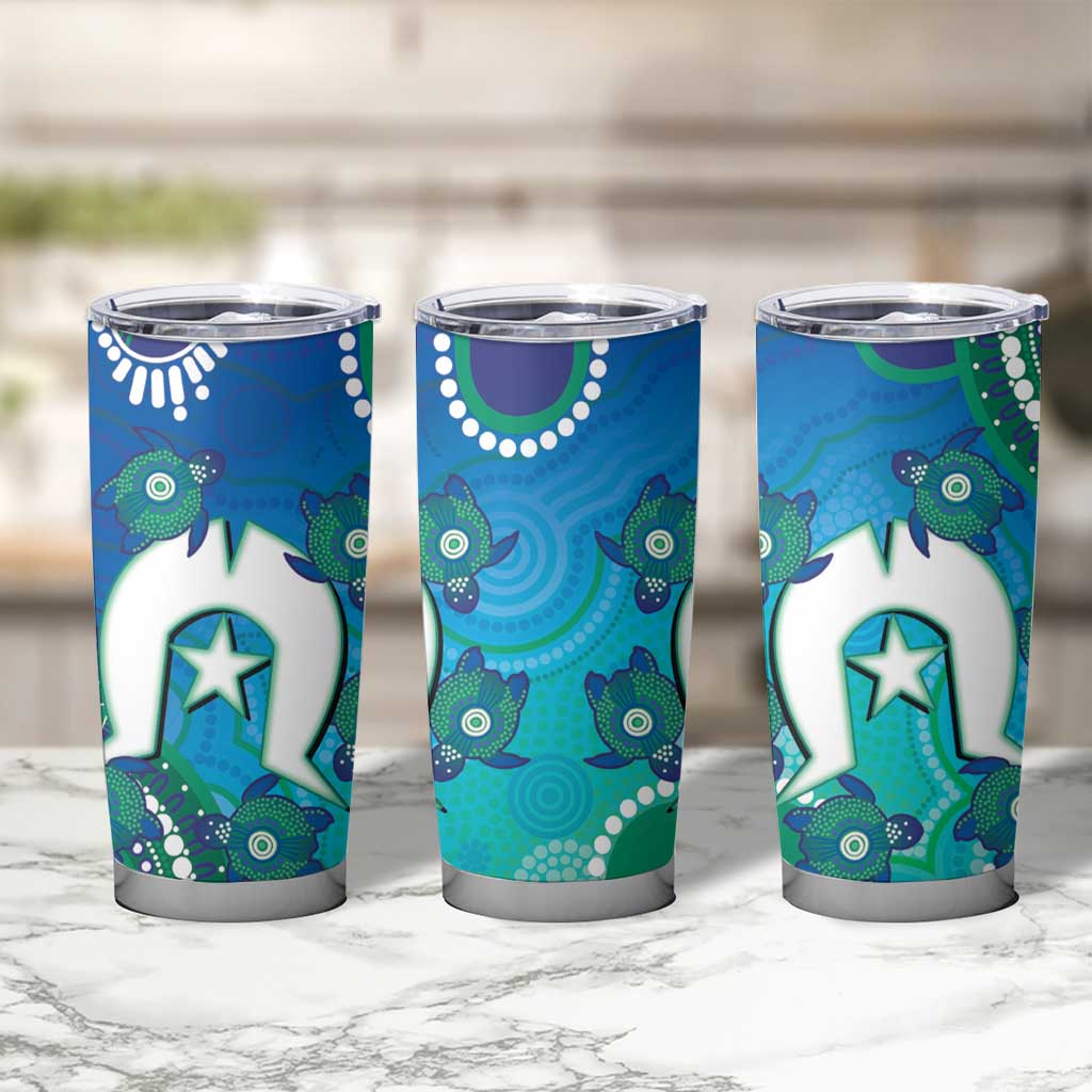 Torres Strait Islanders Flag Day Tumbler Cup Dhari With Turtles Aboriginal Art