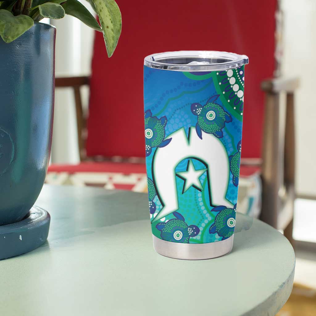 Torres Strait Islanders Flag Day Tumbler Cup Dhari With Turtles Aboriginal Art