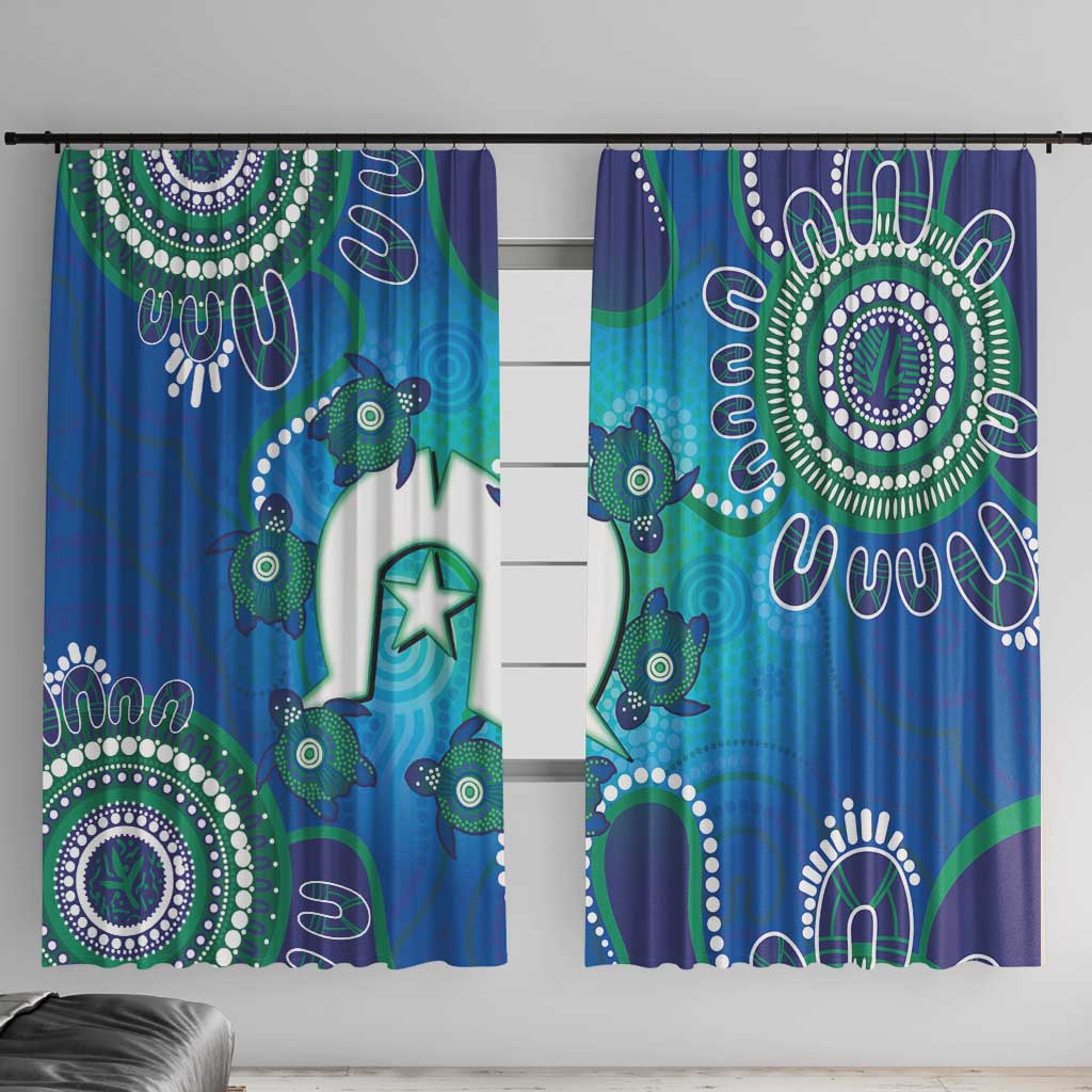 Torres Strait Islanders Flag Day Window Curtain Dhari With Turtles Aboriginal Art