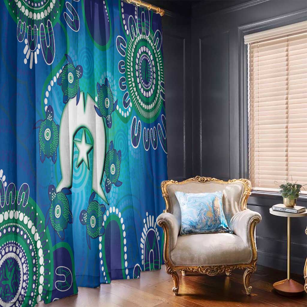 Torres Strait Islanders Flag Day Window Curtain Dhari With Turtles Aboriginal Art