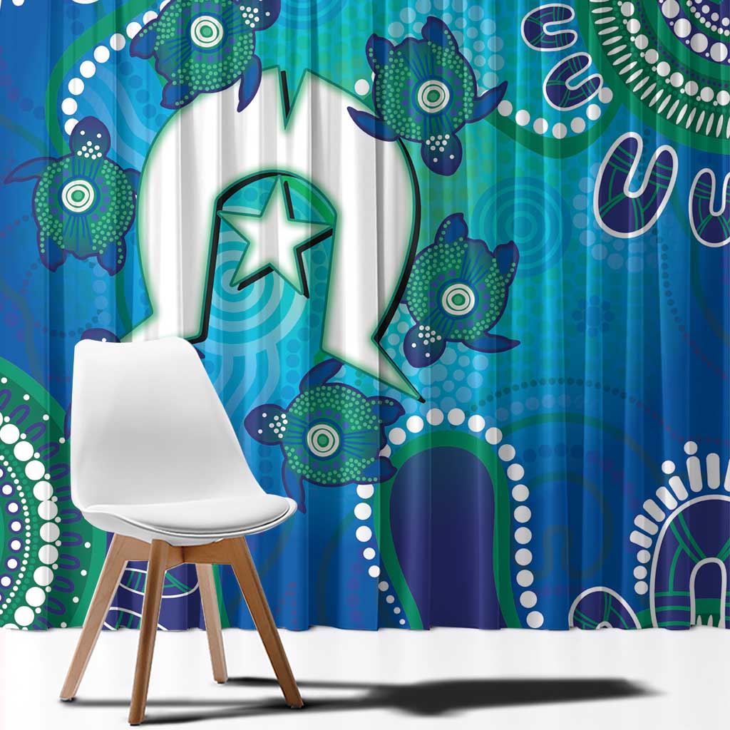 Torres Strait Islanders Flag Day Window Curtain Dhari With Turtles Aboriginal Art