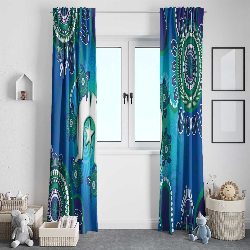 Torres Strait Islanders Flag Day Window Curtain Dhari With Turtles Aboriginal Art