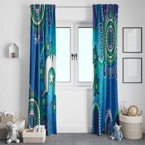 Torres Strait Islanders Flag Day Window Curtain Dhari With Turtles Aboriginal Art