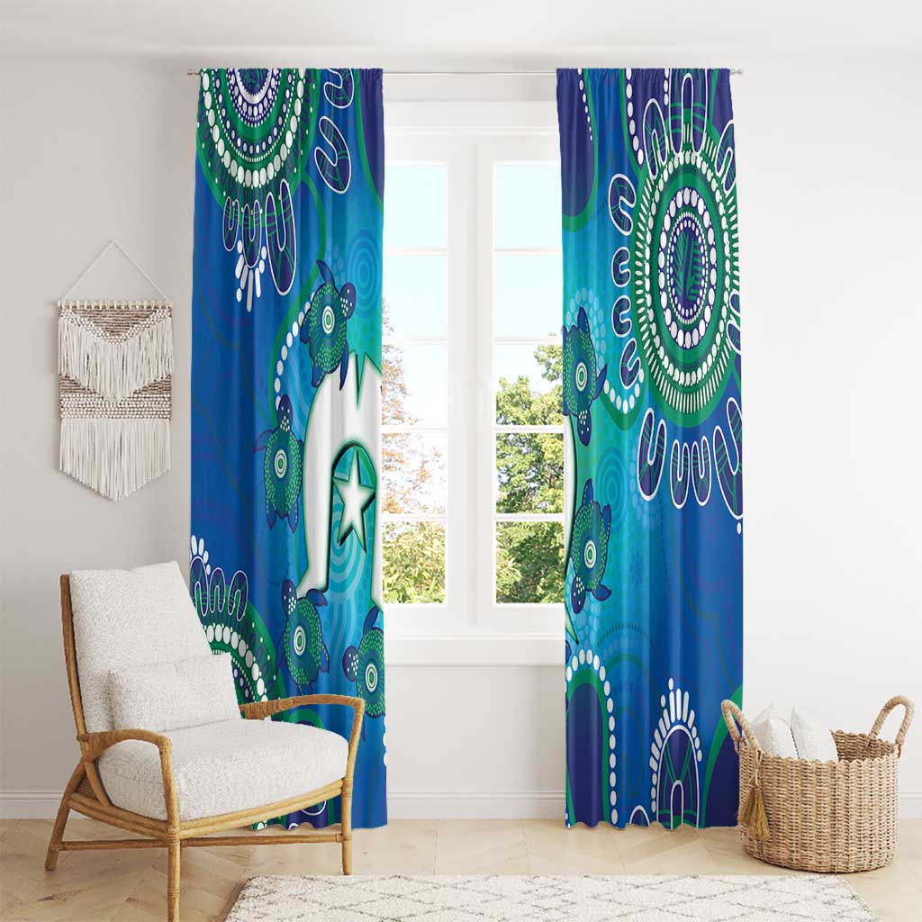 Torres Strait Islanders Flag Day Window Curtain Dhari With Turtles Aboriginal Art