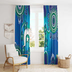 Torres Strait Islanders Flag Day Window Curtain Dhari With Turtles Aboriginal Art