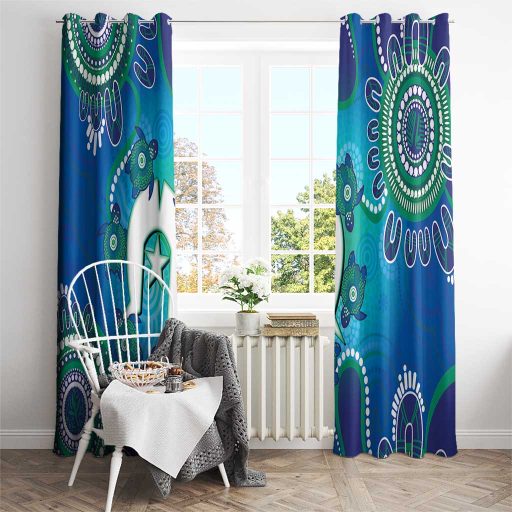 Torres Strait Islanders Flag Day Window Curtain Dhari With Turtles Aboriginal Art