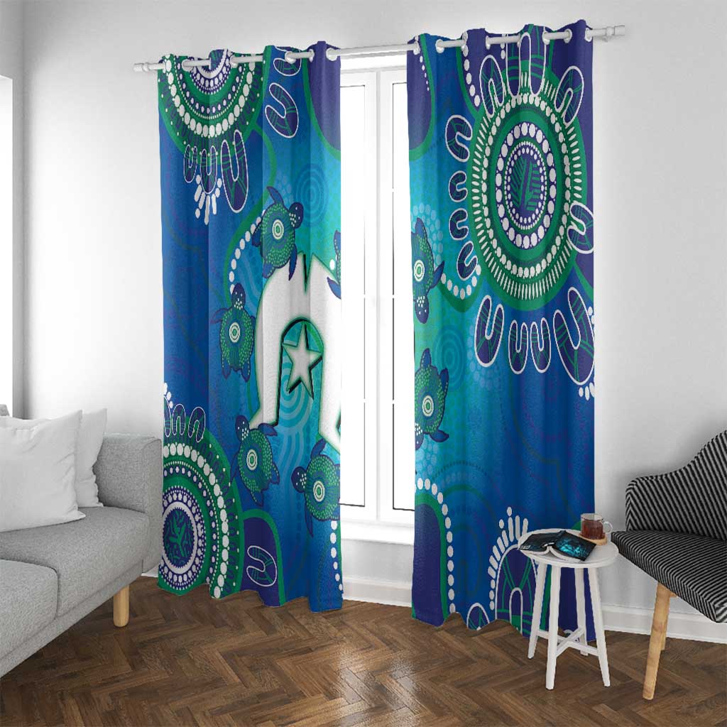 Torres Strait Islanders Flag Day Window Curtain Dhari With Turtles Aboriginal Art