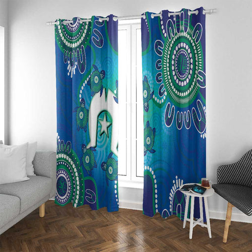 Torres Strait Islanders Flag Day Window Curtain Dhari With Turtles Aboriginal Art