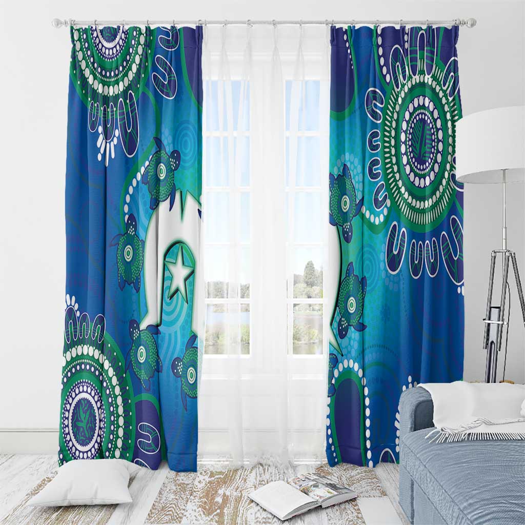 Torres Strait Islanders Flag Day Window Curtain Dhari With Turtles Aboriginal Art