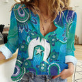 Torres Strait Islanders Flag Day Women Casual Shirt Dhari With Turtles Aboriginal Art