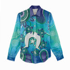 Torres Strait Islanders Flag Day Women Casual Shirt Dhari With Turtles Aboriginal Art