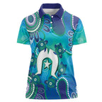 Torres Strait Islanders Flag Day Women Polo Shirt Dhari With Turtles Aboriginal Art