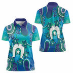 Torres Strait Islanders Flag Day Women Polo Shirt Dhari With Turtles Aboriginal Art