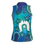 Torres Strait Islanders Flag Day Women Sleeveless Polo Shirt Dhari With Turtles Aboriginal Art