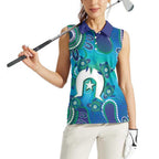 Torres Strait Islanders Flag Day Women Sleeveless Polo Shirt Dhari With Turtles Aboriginal Art