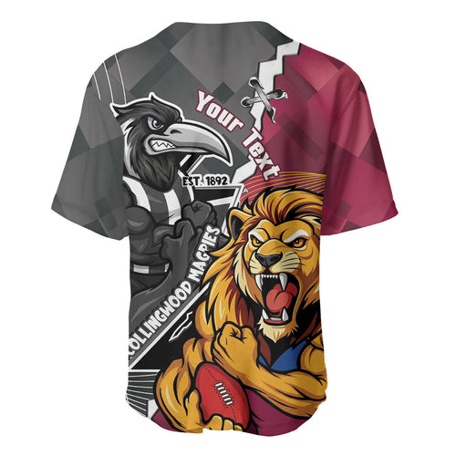 Personalised Collingwood and Brisbane Lions Baseball Jersey Dynamic Mascots Together